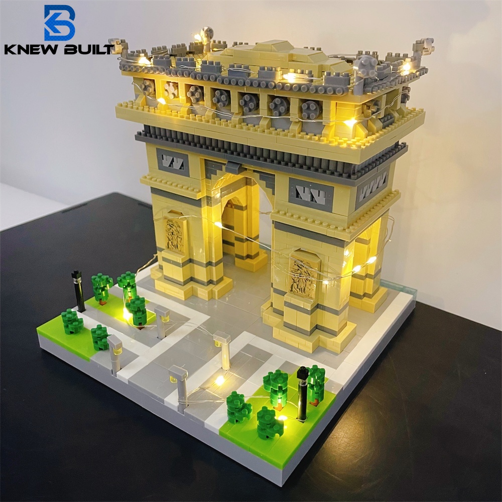 Home Office Pay - ของเล่นบล็อกตัวต่อขนาดเล็ก LED Arc de Triomphe ที่ให้ความสว่างเป็นสถานที่สำคัญของปารีสเหมาะสำหรับการตกแต่งสำนักงานบ้าน
