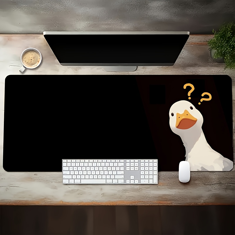 Home Office Questions - แผ่นรองเมาส์ขนาดใหญ่พิเศษลายเป็ดน่ารักและเครื่องหมายคำถาม 89.92X39.88 ซม. แผ่นรองเมาส์คอมพิวเตอร์แบบขยายสำหรับเมาส์ไร้สายและคีย์บอร์ด พร้อมขอบเย็บและฐานกันลื่น เหมาะสำหรับสำนักงาน