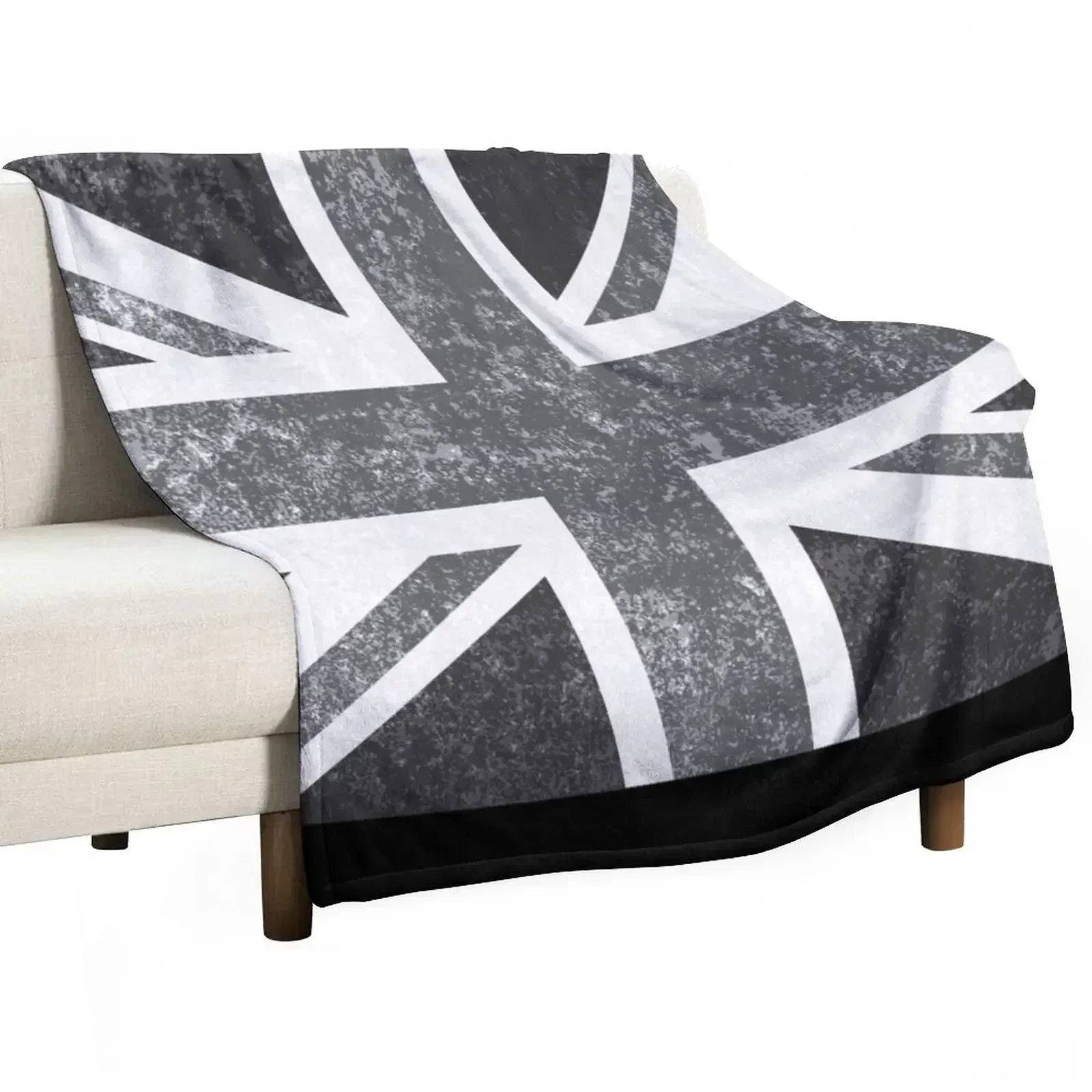 Home Office United Kingdom - ยูเนี่ยนแจ็ควินเทจสีเทา - ผ้าห่มลายธงชาติสหราชอาณาจักร ผ้าห่มนุ่มสำหรับเครื่องปรับอากาศ สำหรับใช้ในบ้านและสำนักงาน