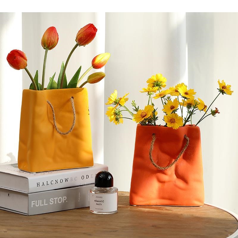 Home Office Form - เซรามิค Tote กระเป๋าแจกัน Morandi สีดอกไม้คอนเทนเนอร์ห้องนอน Porcelain